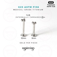 Medical-Grade Titanium G23 ASTM F136 Triple Bead Labret Stud Earrings 16G Titanium Earring