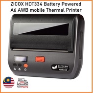 NEW zicox HDT334 Battery operated A6 Courier AWB label Sticker Mobile Bluetooth Thermal Printer JnT,