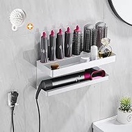 Zimso Storage Holder Compatible with Dyson Airwrap Curling Iron Accessories Wall Mount Bracket Stand Storage Rack Tool for Home Bathroom Shelf Organizer -White