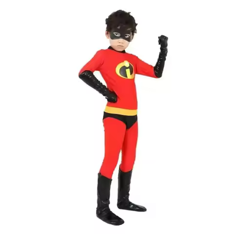 5;e,8\v,5/The 2 Mr Mrs Incredibles Cosplay Elastigirl Spider Family Adult Kid Costume Boy Jumpsuit B