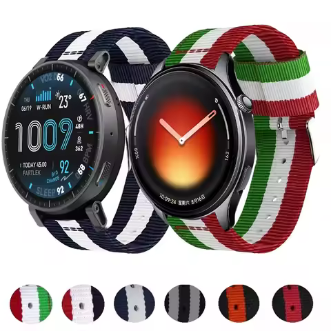 22/20mm Canvas Nylon Strap for Xiaomi Watch 5/2/S4-3 Fashion Wristband OPPO Watch S-X2-X/Oneplus Wat