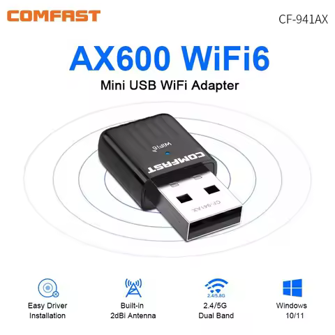 Wifi 6 Adapter AX600 Mini Usb Adaptador 5Ghz 2dBi Antena Para PC Cle Dongle 802.11ax Wireless Networ