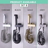 Bidet Toilet Sprayer Set Square High Pressure Brass Shataff Body Brushed Gold Matt Black Metal Grey 