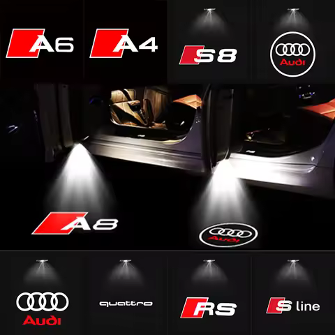 2Pcs Led Car Door logo Welcome Light 4 ring logo For Audi A4 B5 B6 B7 B8 B9 A1 A3 8V 8P 8L A6 C5 C6 
