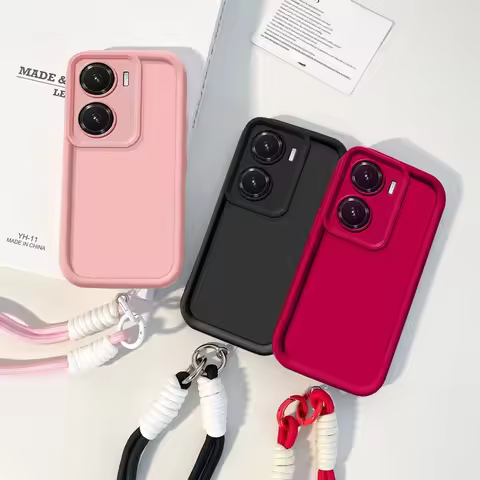Solid Color Bracelet Case for Vivo Y03 Y28 Y21 Y15 Y18 Y17 Y27s Y100 Y22 Y16 Y20 Y17s Y12 Y35 Y30 Y1
