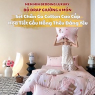 (L41712) Memminbedding Luxury autumn-winter cotton set, cute, warm style, pink bear pattern