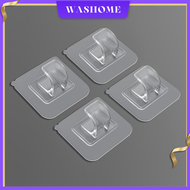 WASHOME 4PCs Self Adhesive Curtain Rod Bracket No Drill Drapery Hooks Holder Plastic Sticky Curtain Rod Hooks for Kitchen Bathroom