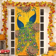 Rvsticty Happy Diwali Decorations Indian Diwali Peacock Door Cover Deepavali Indian Festival of Ligh