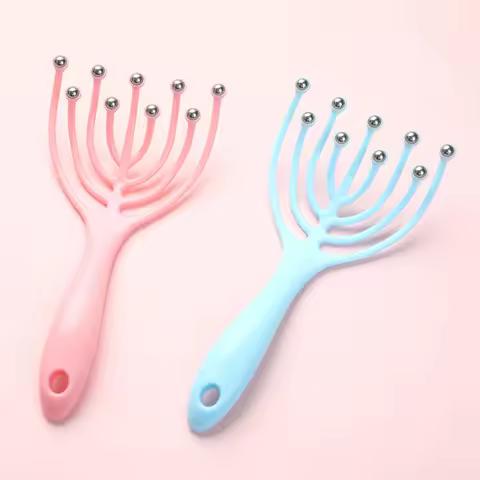 1 Pc Head Massager Scalp Neck Comb Roller Five Finger 9 Claws Steel Ball Hand Held Relax Spa Hair Ca