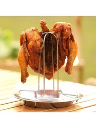雞肉烤架1件不鏽鋼啤酒罐雞架,垂直烤架雞肉烤盤,適用於燒烤爐和烤箱
