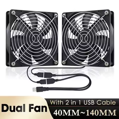 GDSTIME Dual 40mm 50mm 60mm 80mm 92mm 120mm 140mm DC 5V Powered USB Fans with 2 in 1 USB Cable for A