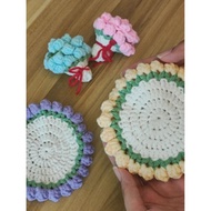 Crochet Tulip Bouquet Coaster Souvenir Give aways Gift