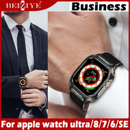 Dành Cho Đồng Hồ For apple watch Ultra 8 7 6 SE Dây Đeo Mod Kit Vỏ Kim Loại + Dây Da Chính Hãng For