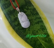 天然紫羅蘭色澤帶綠根 翡翠緬甸玉 立體 葫蘆 /吉祥瑞獸花件 配 蘇聯水晶 925 純銀吊墜一個/ JP113