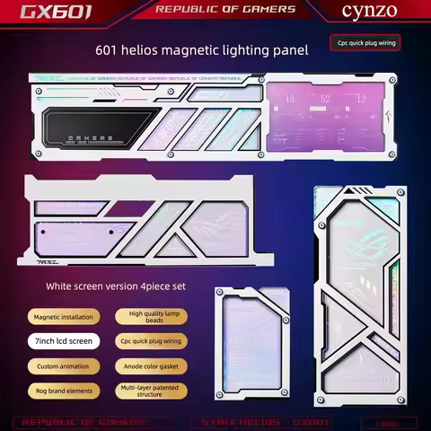 4pcs Argb Magnetic Lighting Panel Kit with 7 inch lcd Dynamic Monitoring for Asus ROG GX601 Helios C