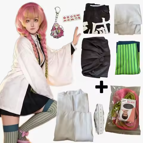 Adult Children Anime Kanroji Mitsuri Cosplay Costume Kimono Haori Dress Wig Clothes Halloween Costum