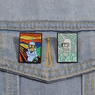 Comedy Cartoon Futurama Creative Brooch Robot Bender Metal Badge Clothing Accessories Pin Jewelry Gi