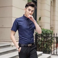 [M-5XL]Men's business casual short sleeve shirt, solid color short sleeve shirt Summer Features Shir