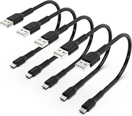 Short Micro USB Cable 1ft [5 Pack] USB 2.0 Micro USB Charging Cable Android Charger Cord for Samsung Galaxy S7 Edge S6 J7 Note 5 LG Kindle Sony PS4 TV Stick Smartphones (Black)