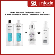 Nioxin Shampoo & Conditioner  System 3 - 1L  & Nioxin 3D Intensive Diaboost / Hair Booster Serum 100