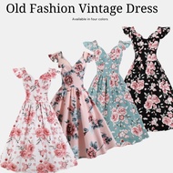 MILI Retro Dress S-2XL French Hong Kong Style vintage Hepburn Ins Lotus Leaf Sleeve Retro Romantic P