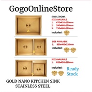 ITTO Handmade GOLD NANO KITCHEN SINK / STAINLESS STEEL KITCHEN SINK / SINKI DAPUR