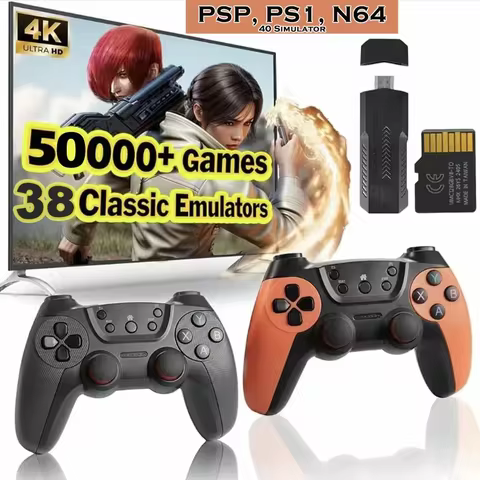 50000games X2 Pro 4KHD Game Stick 44/45 Emulators Retro Game Console Rechargeable Wireless Controlle