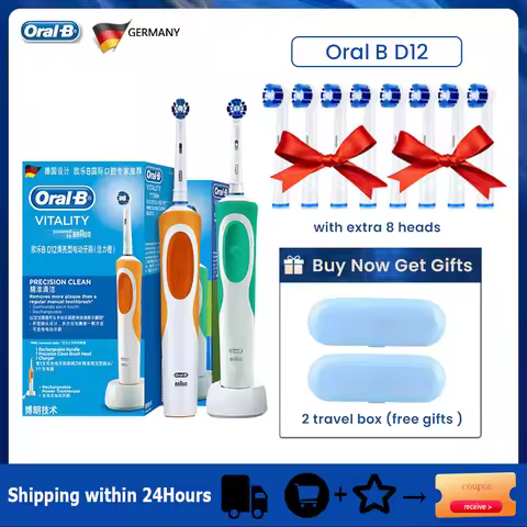 Oral B Electric Toothbrush D12 Vitality Rechargable Tooth Brush Oral Care 2D Rotation Clean Teeth Wi