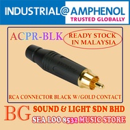 AMPHENOL ACPR-BLK DIECAST RCA CONNECTOR BLACK W/ GOLD CONTACT READY STOCK IN MALAYSIA