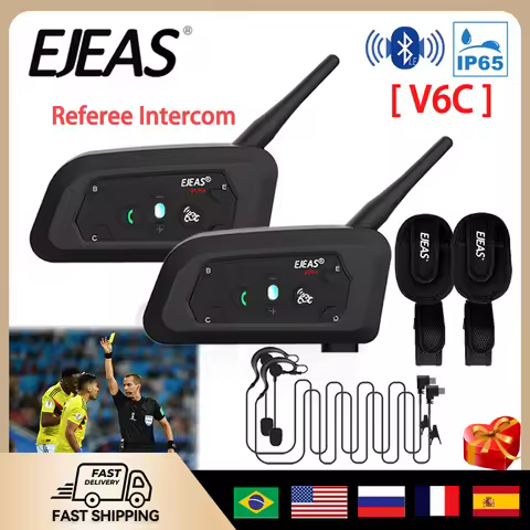EJEAS V6C PRO+ Referee Intercom Headset Motorcycle Bluetooth Helmet Headset Intercom Full Duplex BT5