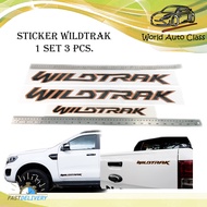 สติ๊กเกอร์"sticker WILDTRAK ติด Ford Ranger 2021 สีเทาดำขอบส้ม 1 ชุด 3 ชิ้น " 2-4 ประตู 2018-2020 มี