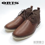 ORIS 懶人鞋 中筒鞋 休閒鞋 時尚男仕 拼接材質 真皮鞋面 綁帶【街頭巷口 Street】S7920N03 咖啡色