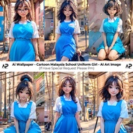 Ai Wallpaper - Chibi Cartoon Uniform Girl - AI Art Image