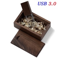 Crystal flashdrive usb3.0 wooden box pendrive customized logo 8GB 16GB 32Gb 64Gb super fast thumbdri