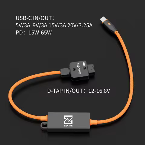 ZGCINE DT-PD 20 V-Mount Charger Braided Cable D-Tap to USB-C PD for Cameras Phones