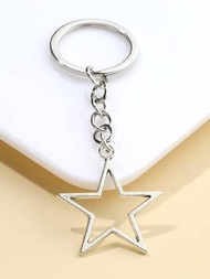 1入時尚多用途金屬星形飾品,創意中空設計鑰匙扣,適用於手提包裝飾,彩色噴漆星形裝飾鑰匙扣,作為朋友和家人精美禮物