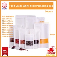 50pcs - White Kraft Paper Seal Bag / Zip Bag / Packaging Bag with Sealable Zipper / Food packaging /