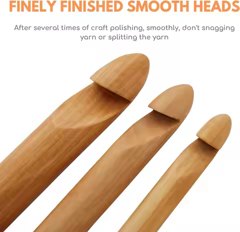 3 PCS Giant Crochet Hooks Set - 15mm(P/Q) 20mm(S) 25mm(U) Bamboo Yarn Hooks with Portable Case - Per