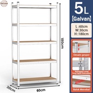 Rak besi siku 5 susun 120x50x180cm Rak besi Rak Susun Rak barang Rak gudang Rak besi serbaguna Galvn