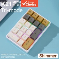 K21 21-Key Wireless Mechanical Keyboard BT/2.4Ghz/USB-C Connection Colourful Lighting Full Key Hot-S