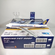 SQ Wings 1: 200 Singapore Air B747-400F 9V-SFI Cargo Aircraft Alloy Aircraft Model