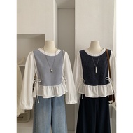 Fake Two Piece Long Sleeve Shirt 4762