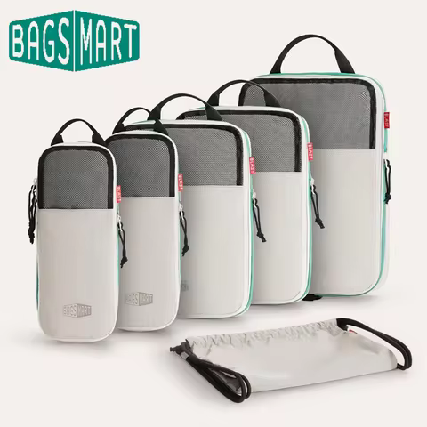 BAGSMART Compression Packing Cubes Expandable Travel Set Storage Bag 6 Pcs Travel Organizer Luggage 
