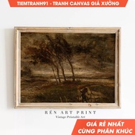 Wall painting, Moody Landscape Painting Antique Rustic Wall Art Vintage Oil Painting Moody Wall Art.