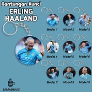 GANTUNGAN ERLING HAALAND KEYCHAIN CUTE ROUND BALL KEYCHAIN GIFT CUSTOM PRINT SEMAUMUG