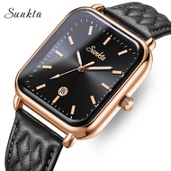 LIGE Fashion Quartz Watch for Women Luxury Soft Leather Strap Women's Wristwatch Calendar Simple Dia