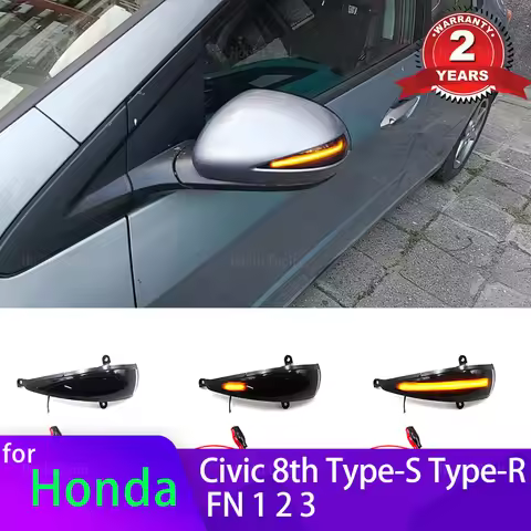 2x Smoked LED Dynamic Turn Signal Light Side Mirror Flashing for Honda Civic MK8 8th Hatchback 3 doo