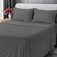 Utopia Bedding Queen Sheet Set - Jersey Knit Sheets 4 Piece – Cotton – Soft T-Shirt Stretchy Sheets 