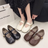 mary jane shoes mary jane heels French Mary Jane Leather Flats - White Evening Shoe for Spring skirt