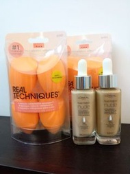 ĹOreal True Match Nude Hyaluronic Tinted Serum / Real Techniques Miracle Complexion Sponges / Loreal